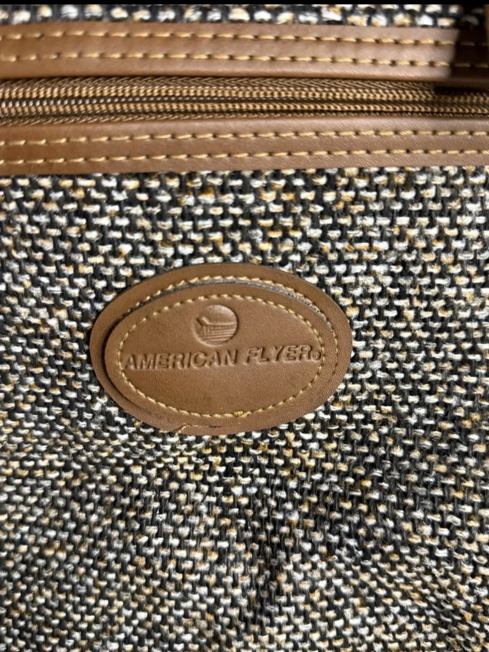 Vintage American Flyer Garment Bag Tweed Suit Carrier Travel Luggage Folding
